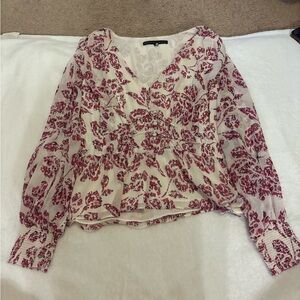 White House Black Market Pink and White Floral Blouse